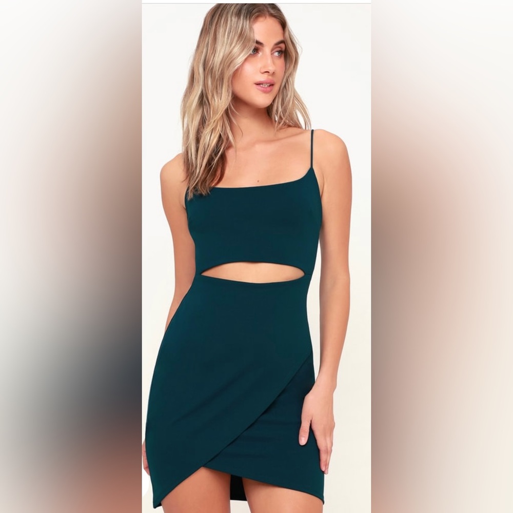 Cutout On The Town Dark Teal Cutout Bodycon Dress